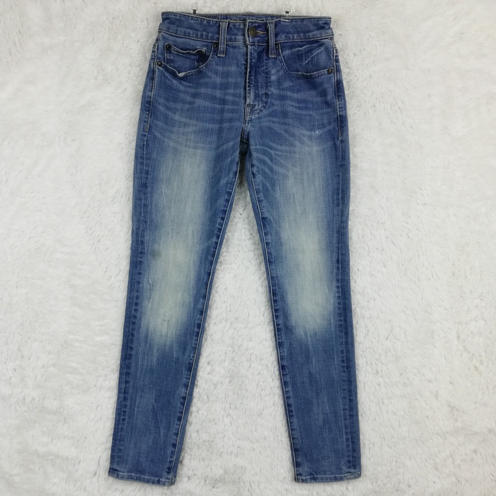 American Eagle Jeans Mens Slim Taper Denim Blue Stone Wash Distressed 26x28